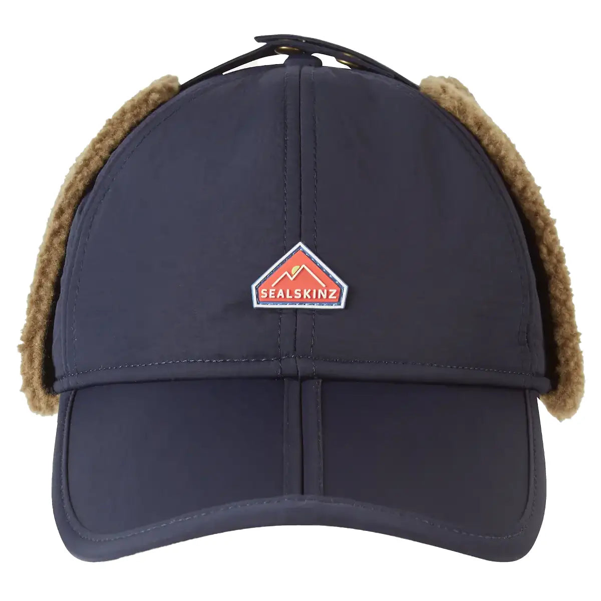 Sealskinz Upton WP Extreme Cold Weather Puffer Hat in navy with ear flaps and fleece lining, ideal for winter outdoor protection.