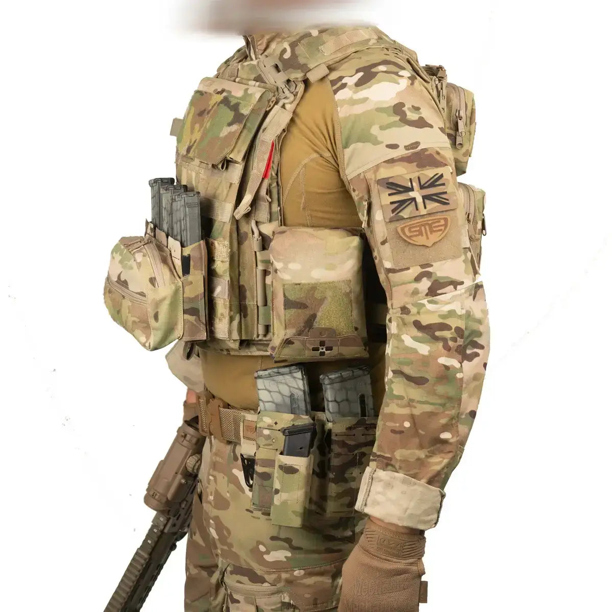 Military tactical vest with camouflage pattern, multiple pouches for magazines and gear, designed for outdoor combat, SKU: JB1663