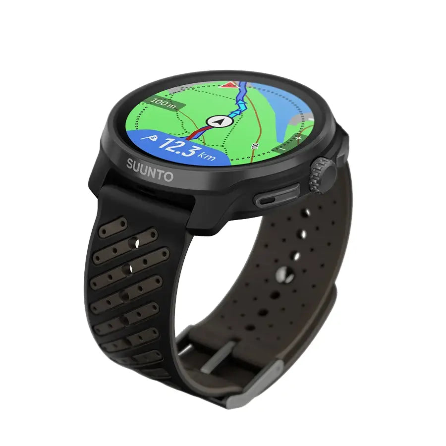 Suunto Race 2 Titanium GPS Watch with topographic map and distance tracking. Advanced GPS smartwatch for navigation and exploration.