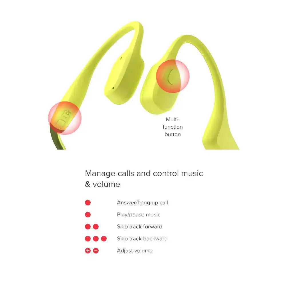 Close-up of Suunto Sonic Open Ear Bone Headphones' control buttons, highlighting multifunctional features for calls and music control.  from  John Bull Clothing 