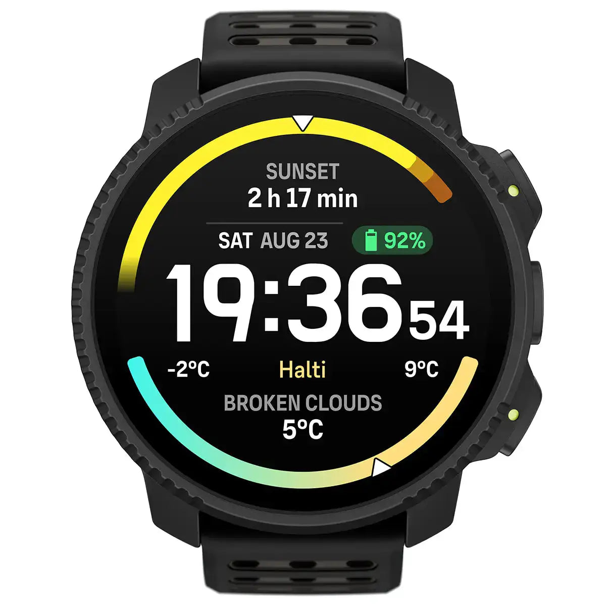 Black Suunto Vertical 2 GPS Fitness Watch with durable steel bezel and advanced GPS tracking for fitness and outdoor use.  from  John Bull Clothing 