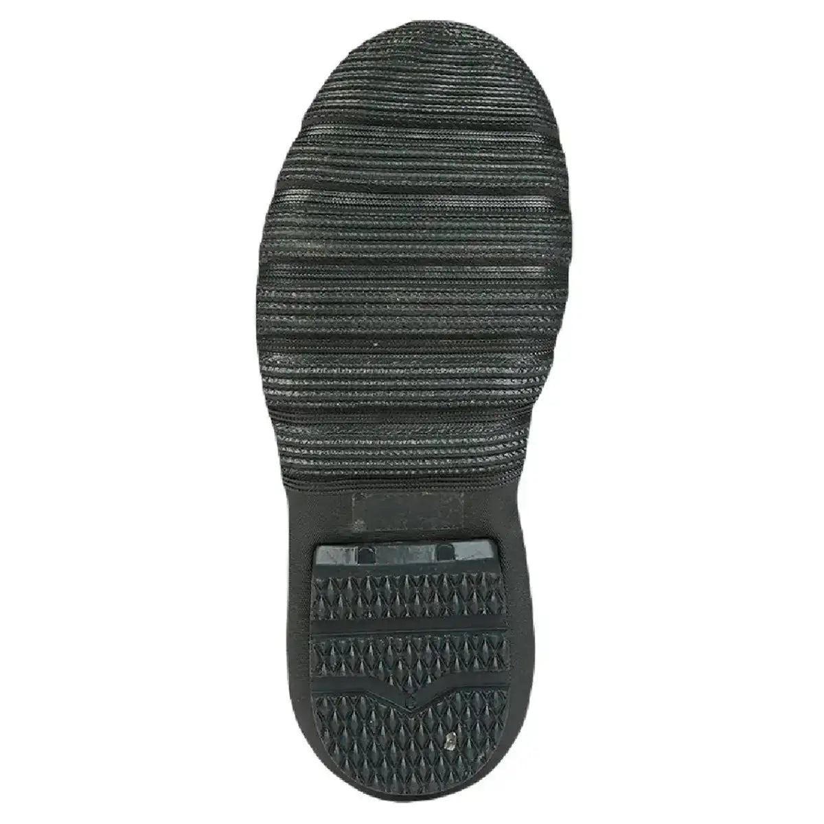 Textured sole of Woodland Neoprene Gusset Wellington boot showing slip-resistant tread pattern for enhanced grip on wet terrain.  from  John Bull Clothing 