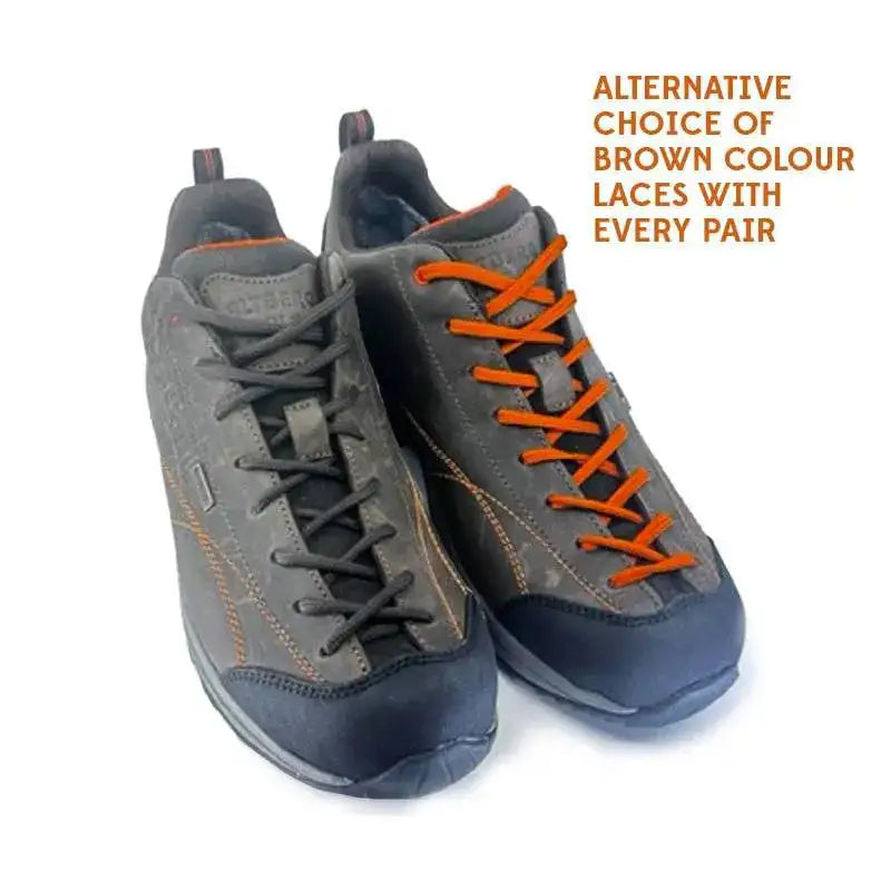 Altberg Skipton Nubuck Leather Walking Shoes with an alternative choice of brown and orange laces included for a personalized style preference.  from  John Bull Clothing 