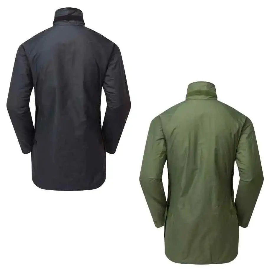 Rear view of Buffalo Systems Special 6 Shirt in black and olive green, showcasing long cut and weather-resistant outerwear design.  from  John Bull Clothing 
