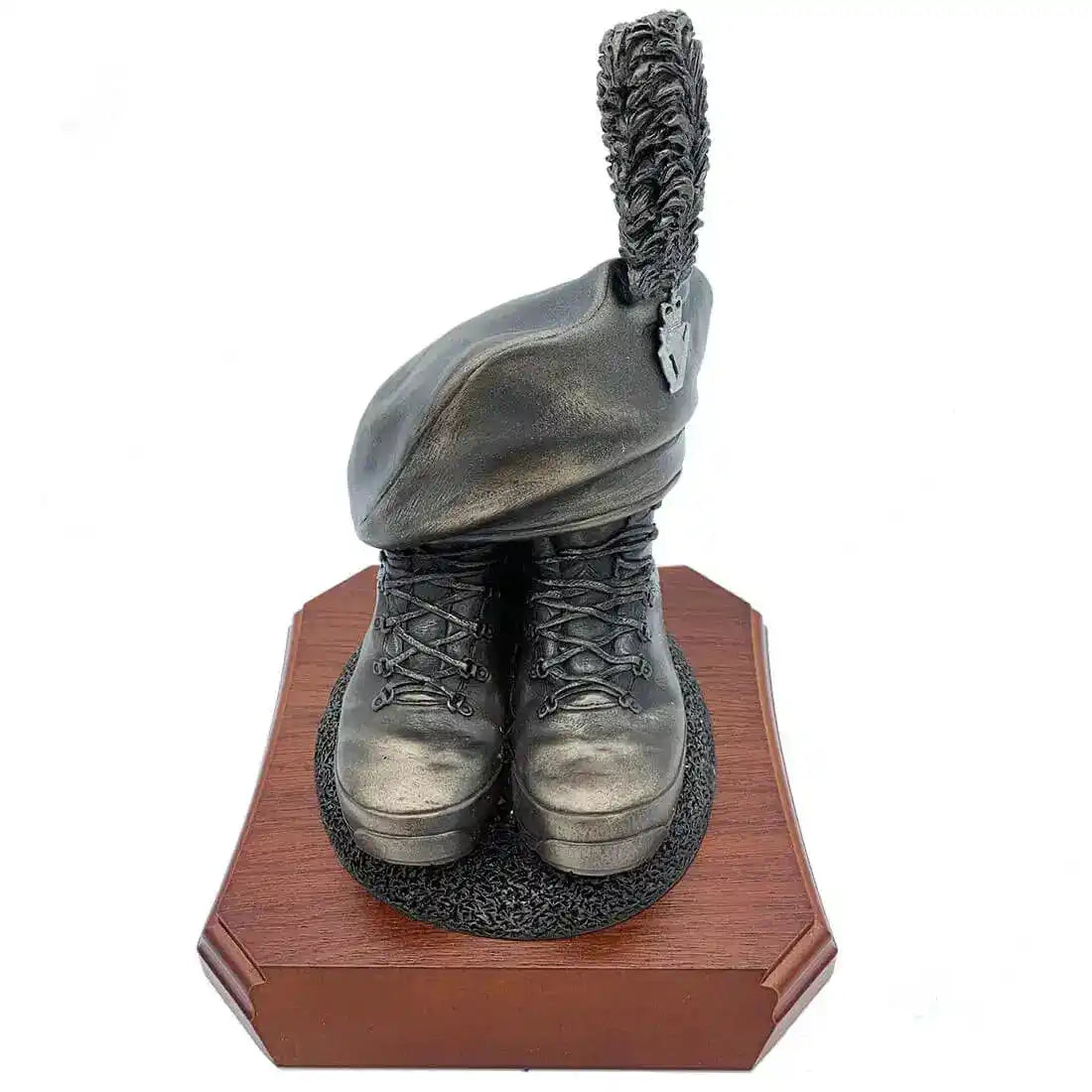 Caubeen and Boots Bronze Resin Statue on wooden base, honoring Irish military heritage, available at John Bull Clothing.  from  John Bull Clothing 