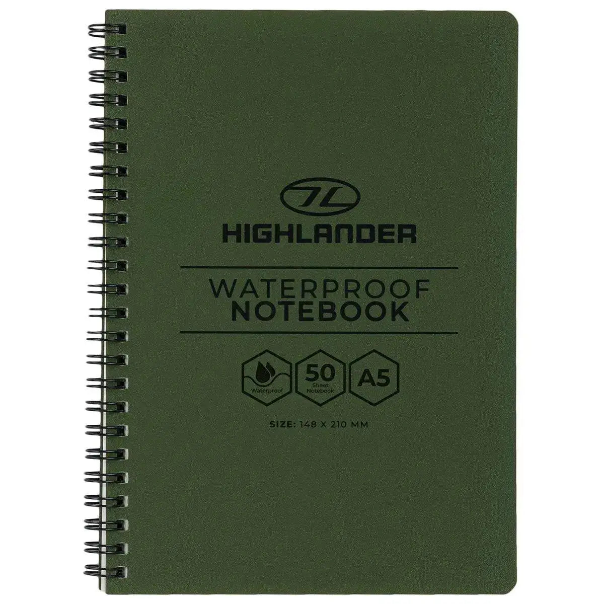 Highlander A5 Waterproof Notebook Olive Green - John Bull Clothing  from  John Bull Clothing 