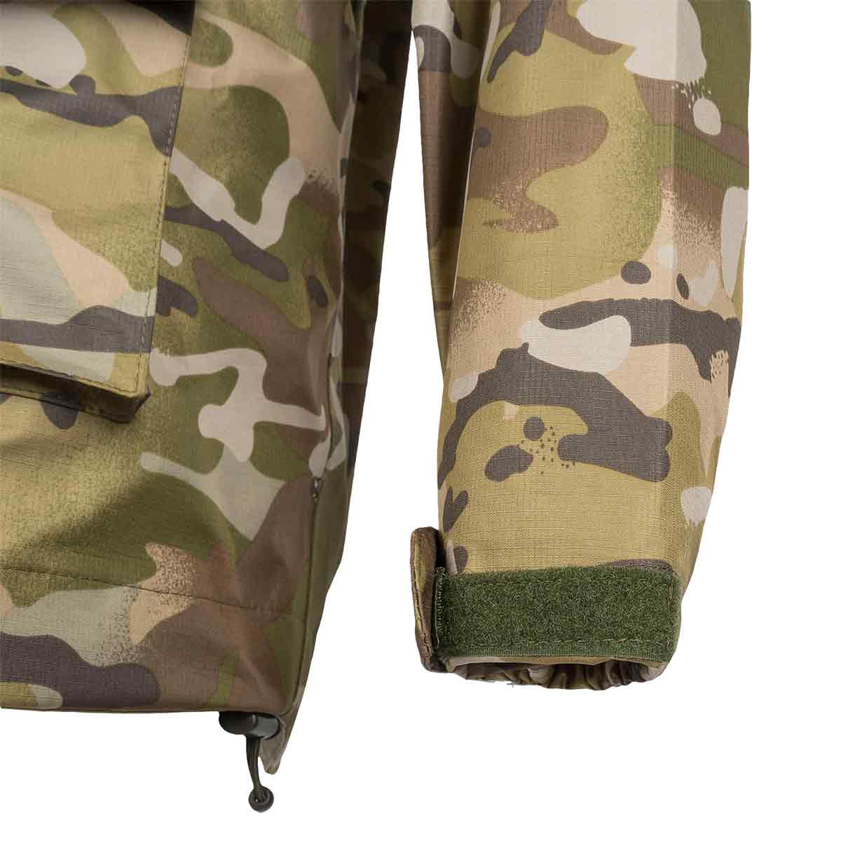 Highlander Typhoon Waterproof Jacket HMTC sleeve cuff with adjustable Velcro strap for a secure and customizable fit in various weather conditions.
