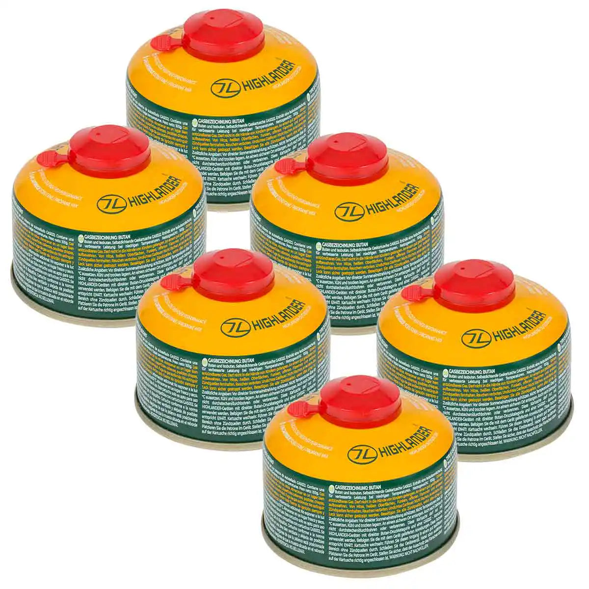 Highlander Valved Camping Gas Cartridge - John Bull Clothing 100g (6 Pack) from  John Bull Clothing 