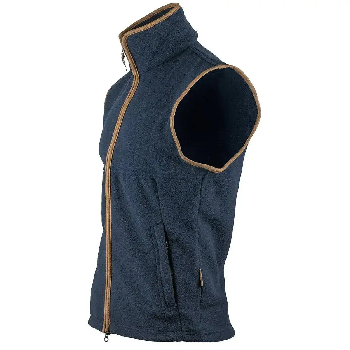 Navy Jack Pyke Countryman Fleece Gilet with full front zip and high collar, designed for outdoor wear and made from 300g polyester fleece. Navy from  John Bull Clothing 
