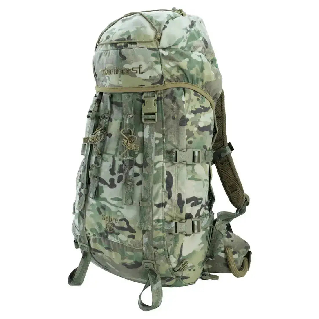 Karrimor SF Sabre 45 PLCE Rucksack in camouflage pattern, built with 1000 denier nylon for rugged outdoor and military applications. Multicam from  John Bull Clothing 