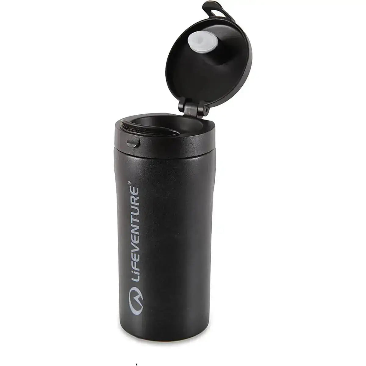 LifeVenture Flip Top Thermal Mug Black - John Bull Clothing  from  John Bull Clothing 