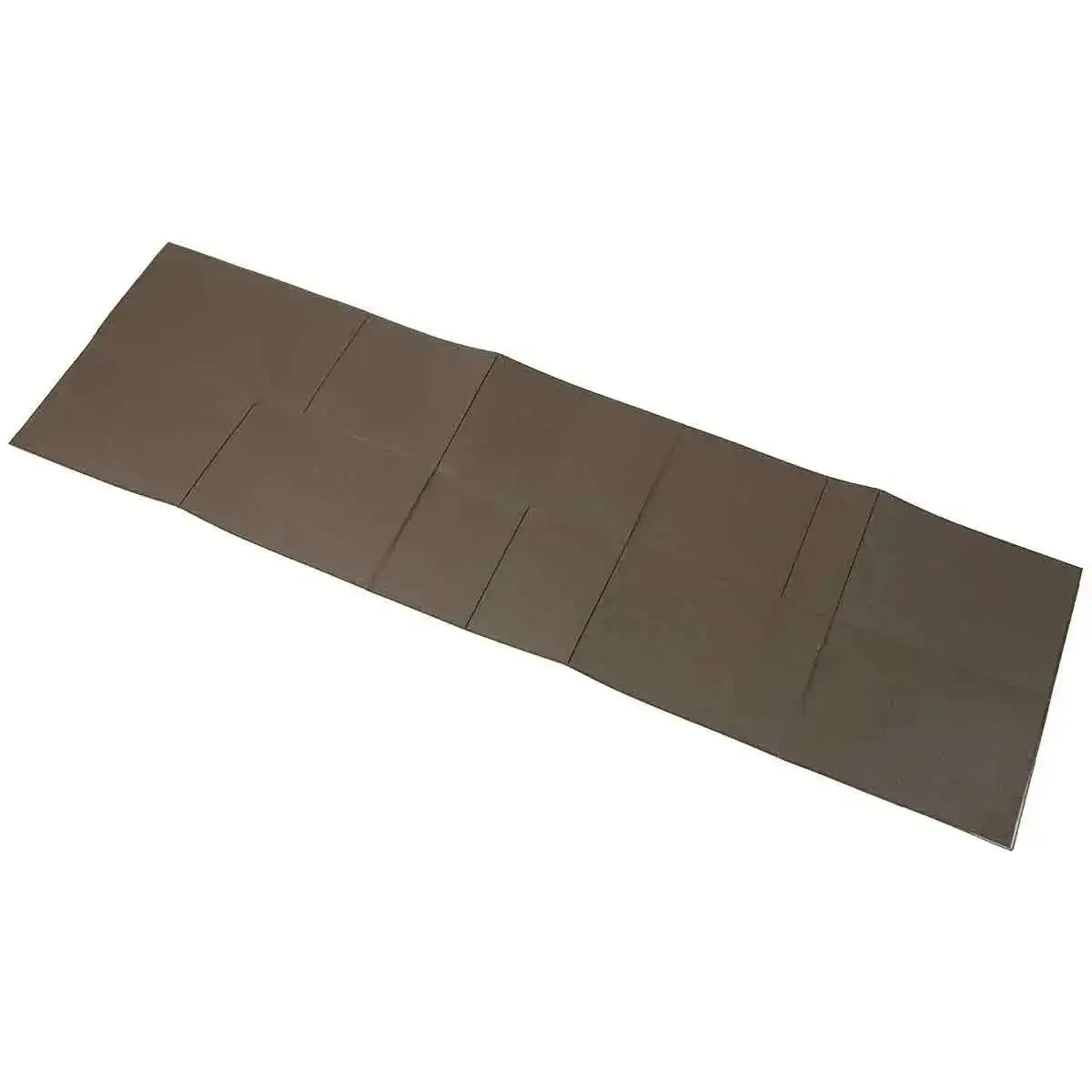 Multimat Folding Sleeping Mat in green, fully extended for outdoor camping and hiking. Made from durable closed-cell foam for comfort and insulation.  from  John Bull Clothing 