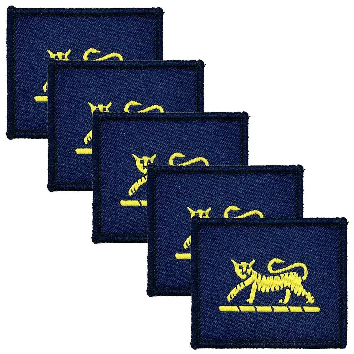 Pack of 5 navy blue TRF patches with yellow tiger for Princess of Wales Royal Regiment, high-quality military uniform accessories. Blue (Coloured) from  John Bull Clothing 