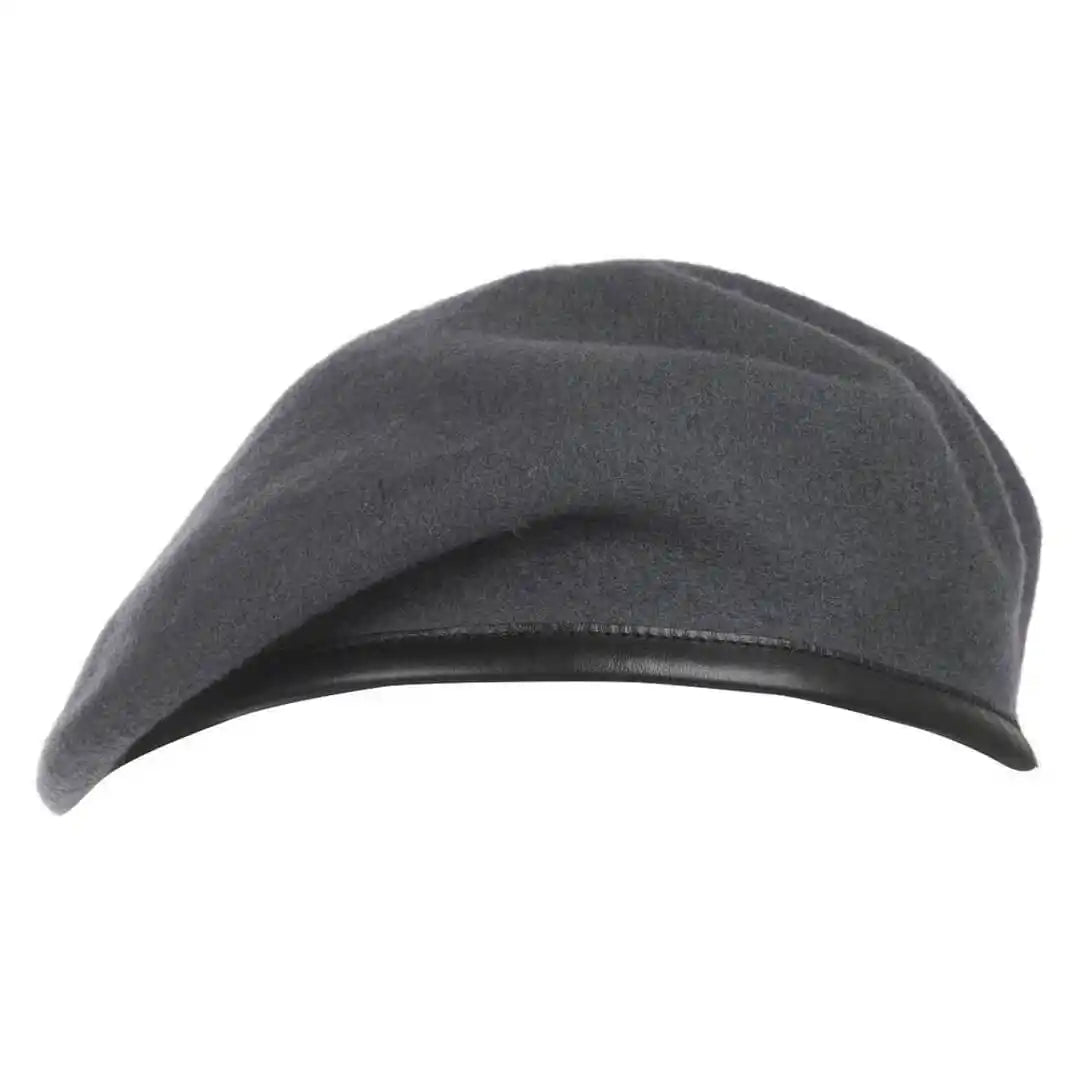 Royal Air Force Blue Beret Silk Lined by John Bull Clothing, featuring a small crown design in wool with black leather band for RAF military uniforms.  from  John Bull Clothing 