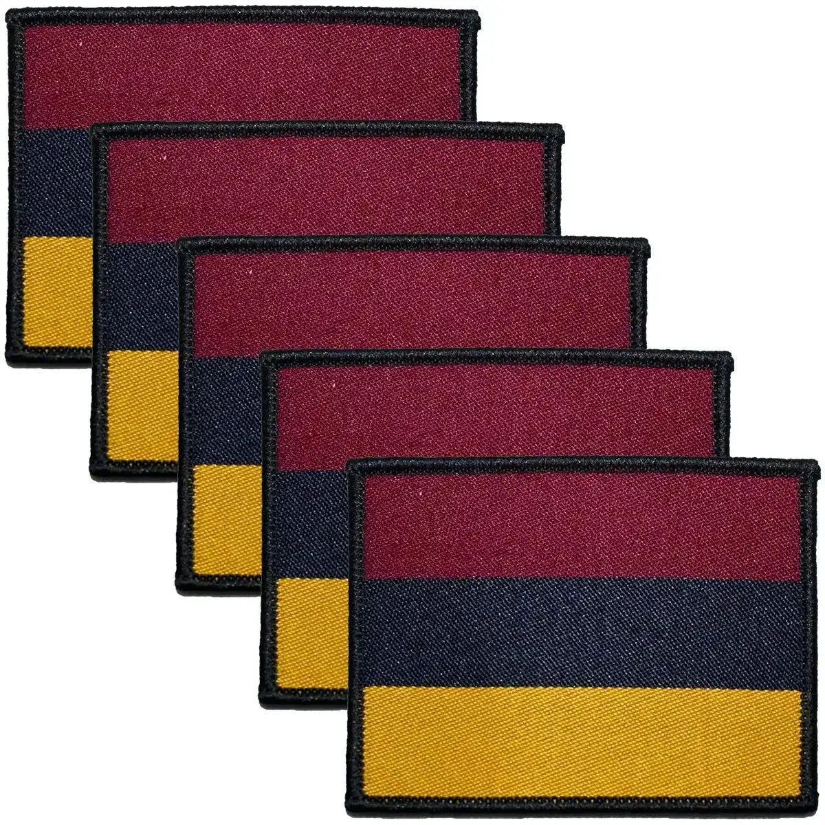 Set of five Royal Army Medical Corps TRF Hook & Loop patches featuring regulation color bands for military apparel and accessories. 5 Pack from  John Bull Clothing 