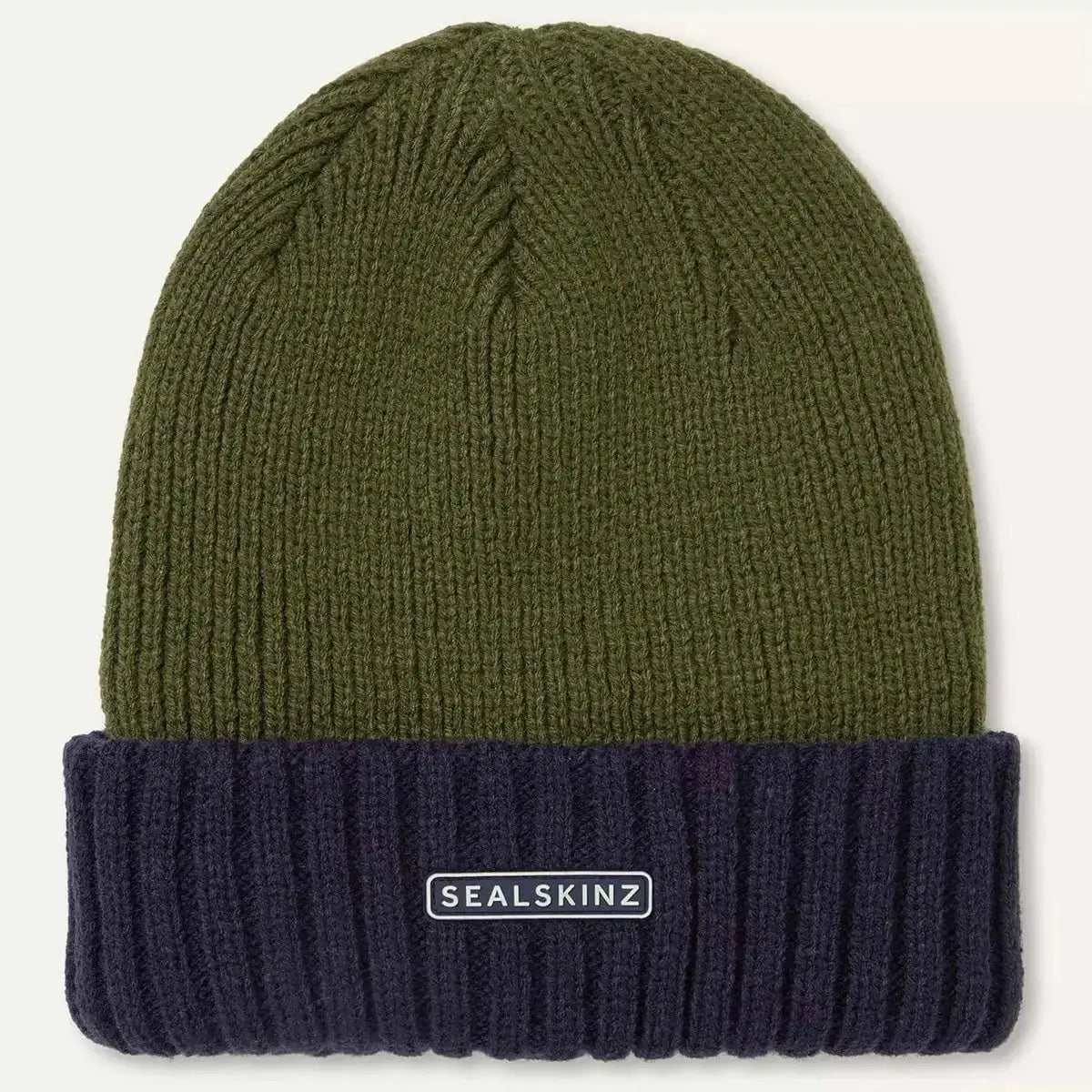 Sealskinz Bacton Waterproof Cold Weather Roll Cuff Beanie - John Bull Clothing Olive/Navy from  John Bull Clothing 