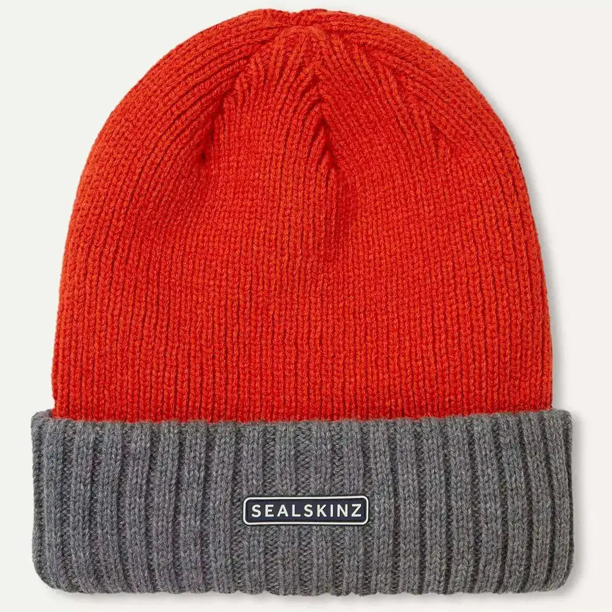 Sealskinz Bacton Waterproof Cold Weather Roll Cuff Beanie - John Bull Clothing Orange/Grey from  John Bull Clothing 