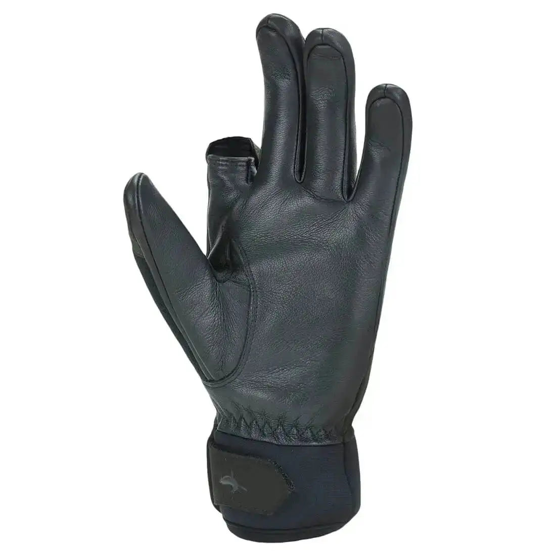 Back view of Sealskinz Broome Waterproof All Weather Shooting Glove showing black leather palm and trigger finger design for enhanced grip.  from  John Bull Clothing 