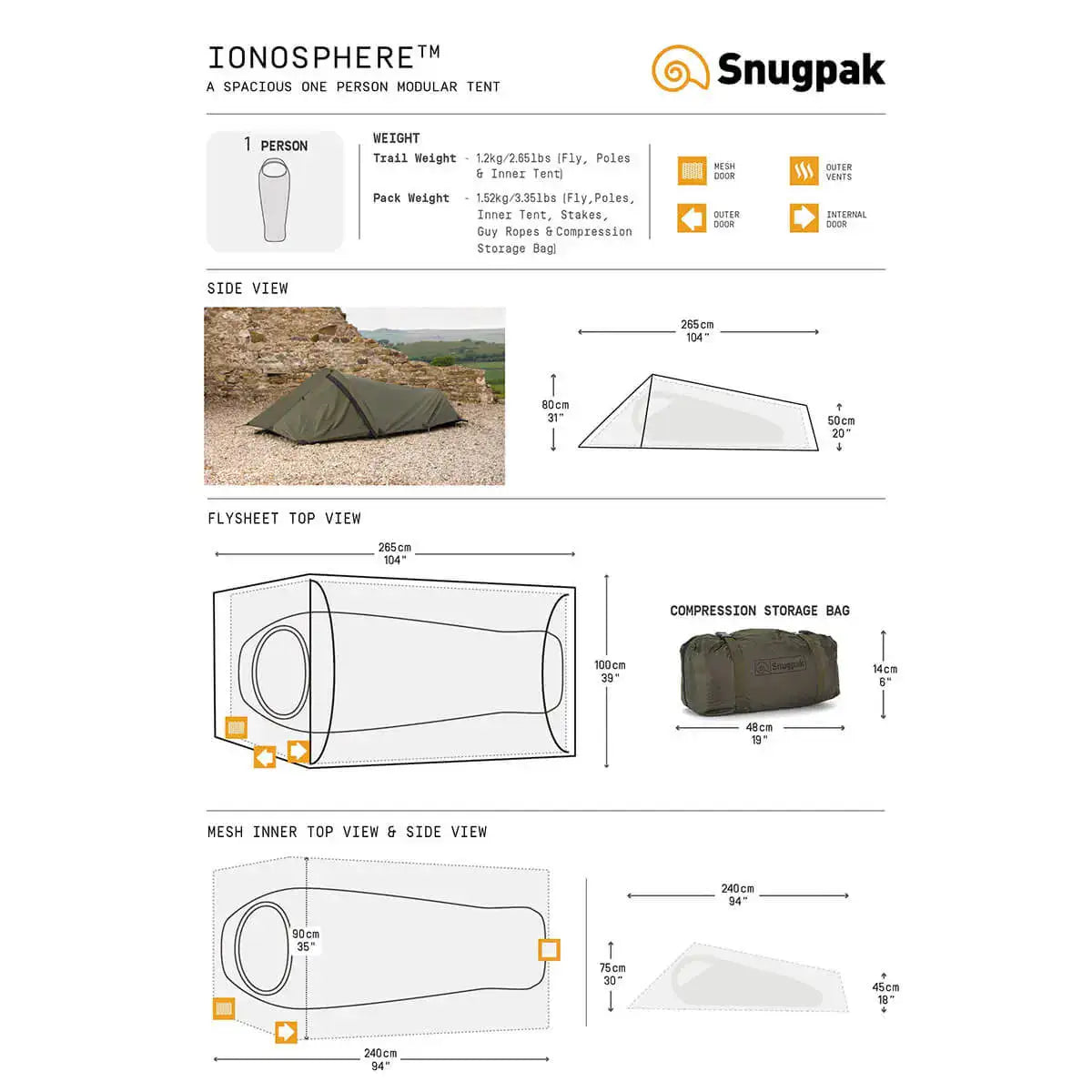 Snugpak Ionosphere Bivvi Tent - One Person Shelter - John Bull Clothing  from  John Bull Clothing 