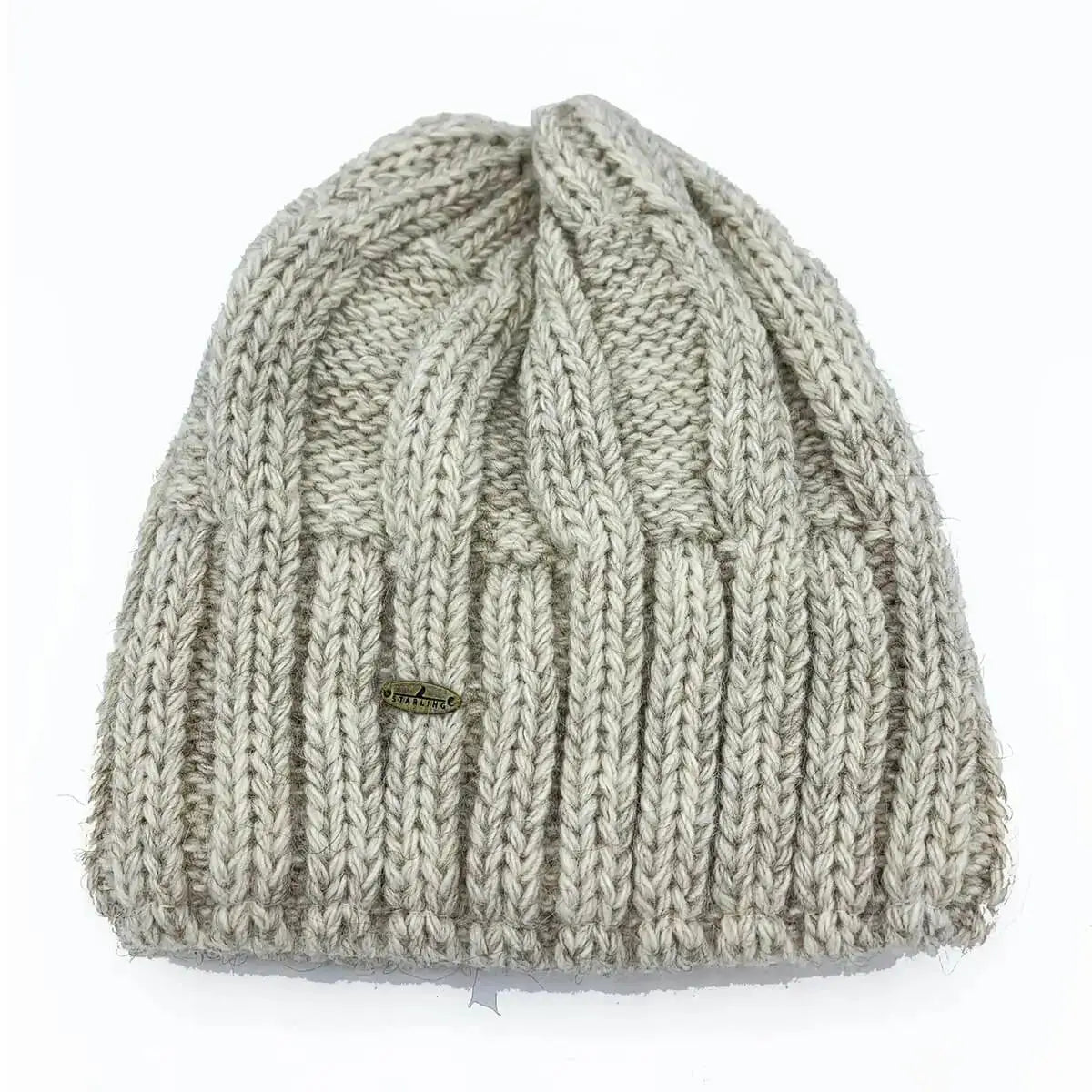 Starling Unisex Pullover Beanie Hat 12032 in beige, ribbed wool knit with logo tag, ideal for cold weather, sold by John Bulls. Cream from  John Bull Clothing 