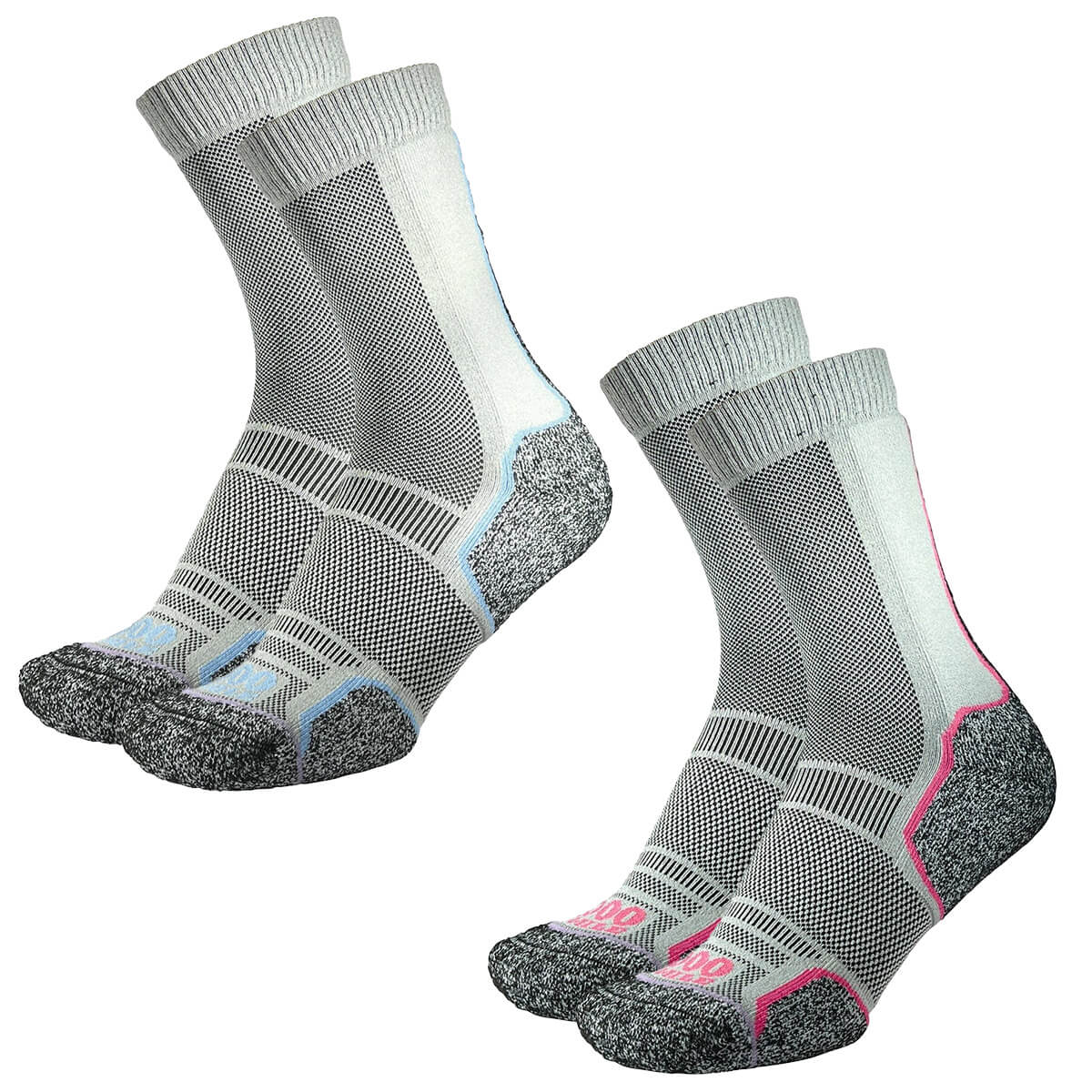 1000 Mile Trek Repreve Single Layer Twin Pack Socks - John Bull Clothing