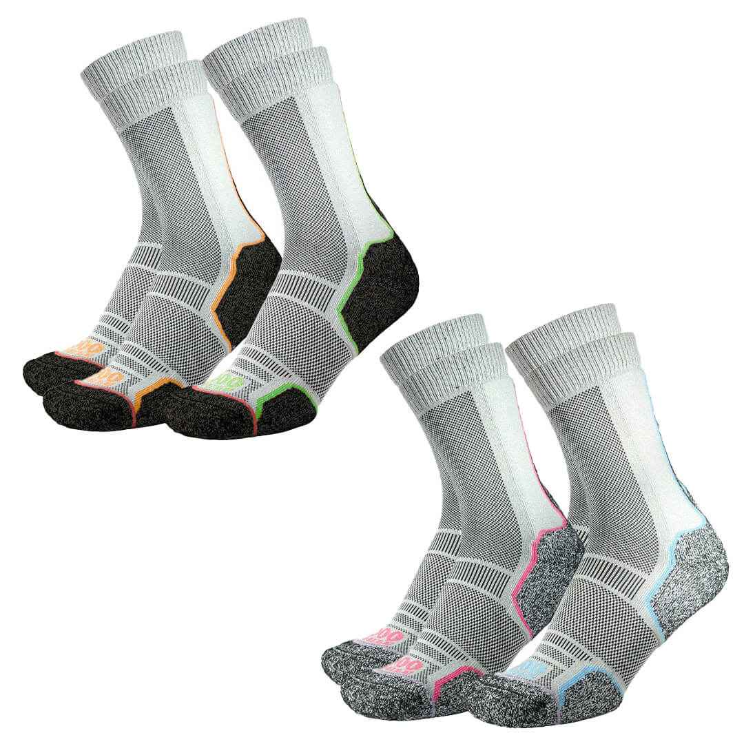 1000 Mile Trek Repreve Single Layer Twin Pack Socks - John Bull Clothing
