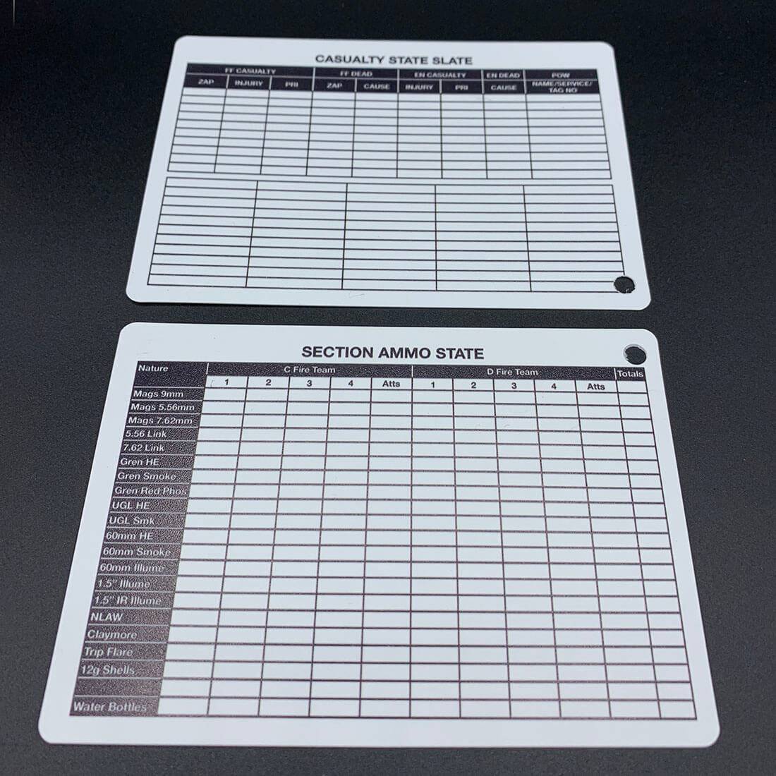 A6 Double Sided Section Ammo-Casualty Slate Battle Card - John Bull Clothing