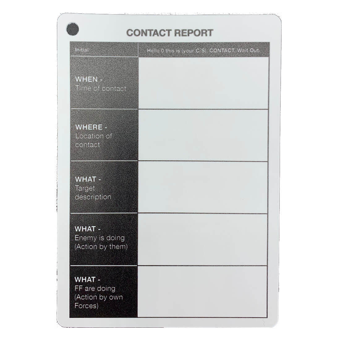A6 Single Sided Contact Report Battle Card - John Bull Clothing