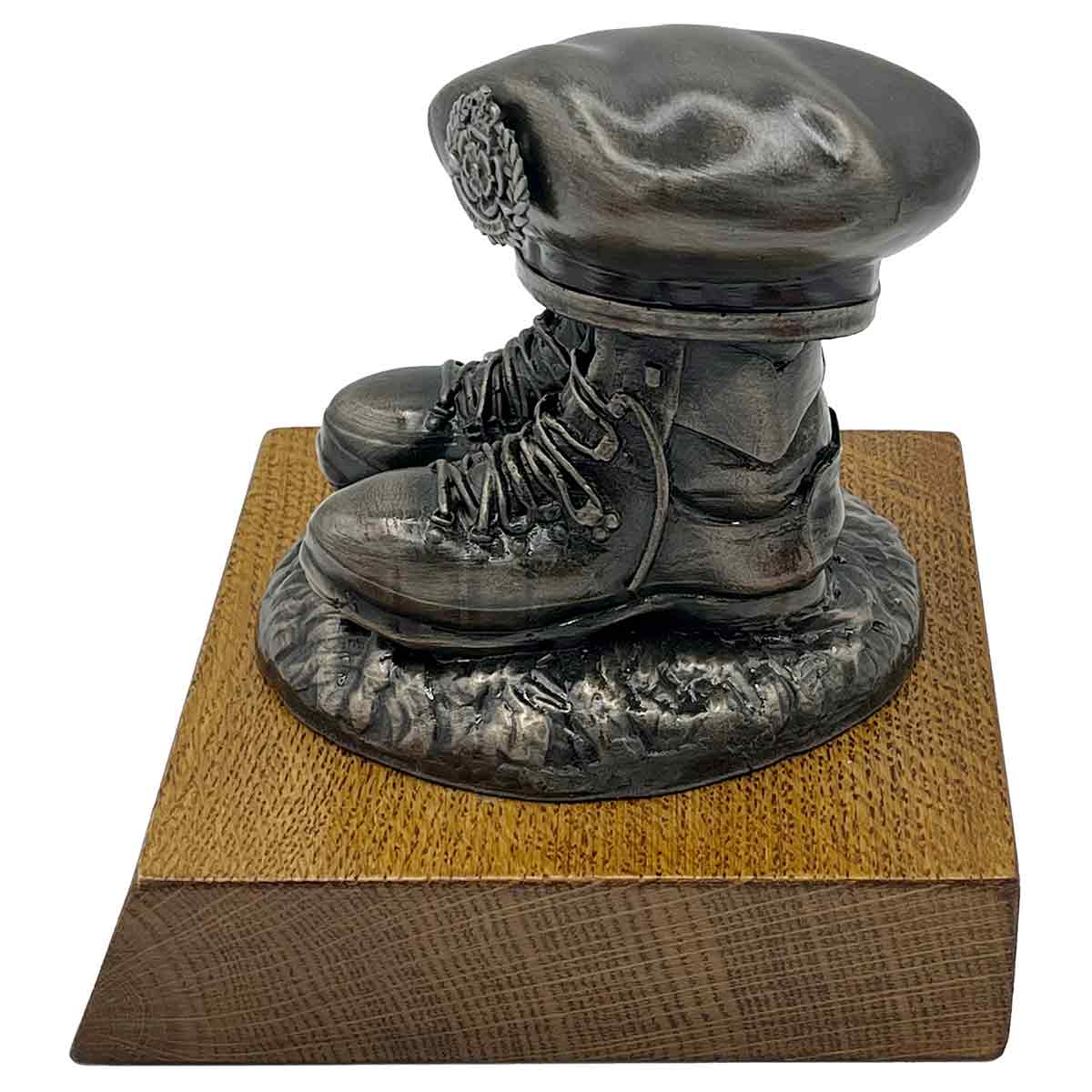 Beret and Boots Bronze Resin Statue on Oak Base - Updated Design - John Bull Clothing