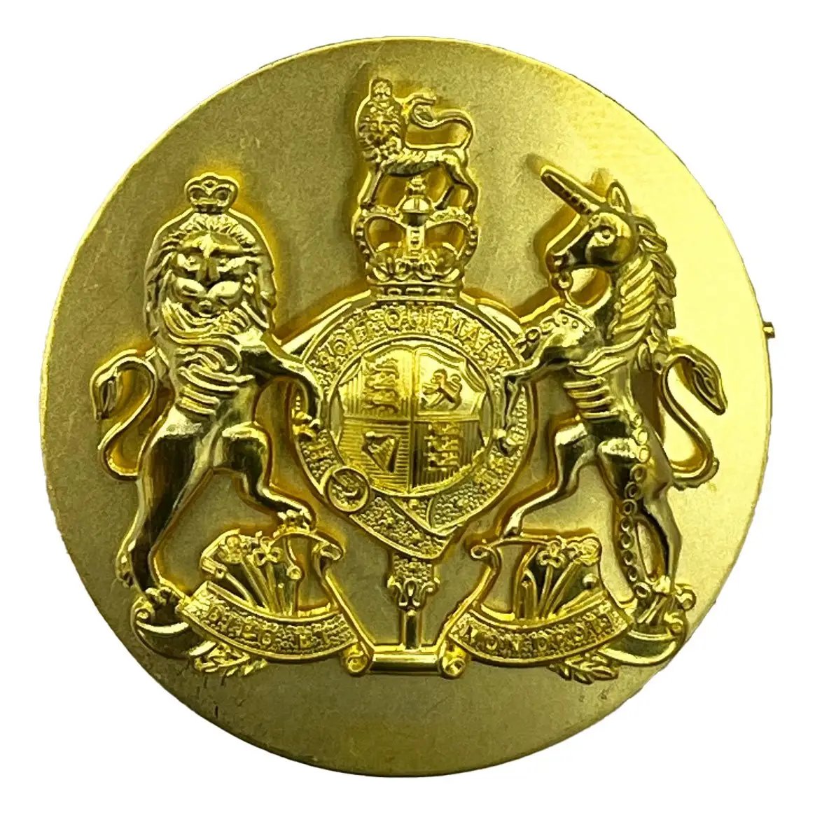 British Army WO1 Royal Arms Brass Badge with Backing Plate - John Bull Clothing
