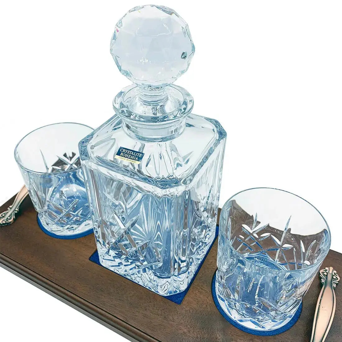 Crystal Whisky Decanter Set with 2 Glasses - John Bull Clothing