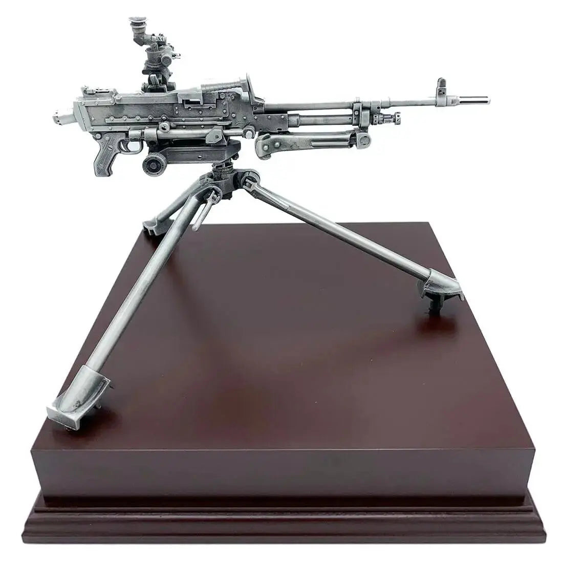 Side profile of GPMG Sustained Fire Pewter Statue with intricate detailing, perfect for army memorabilia and home decor.