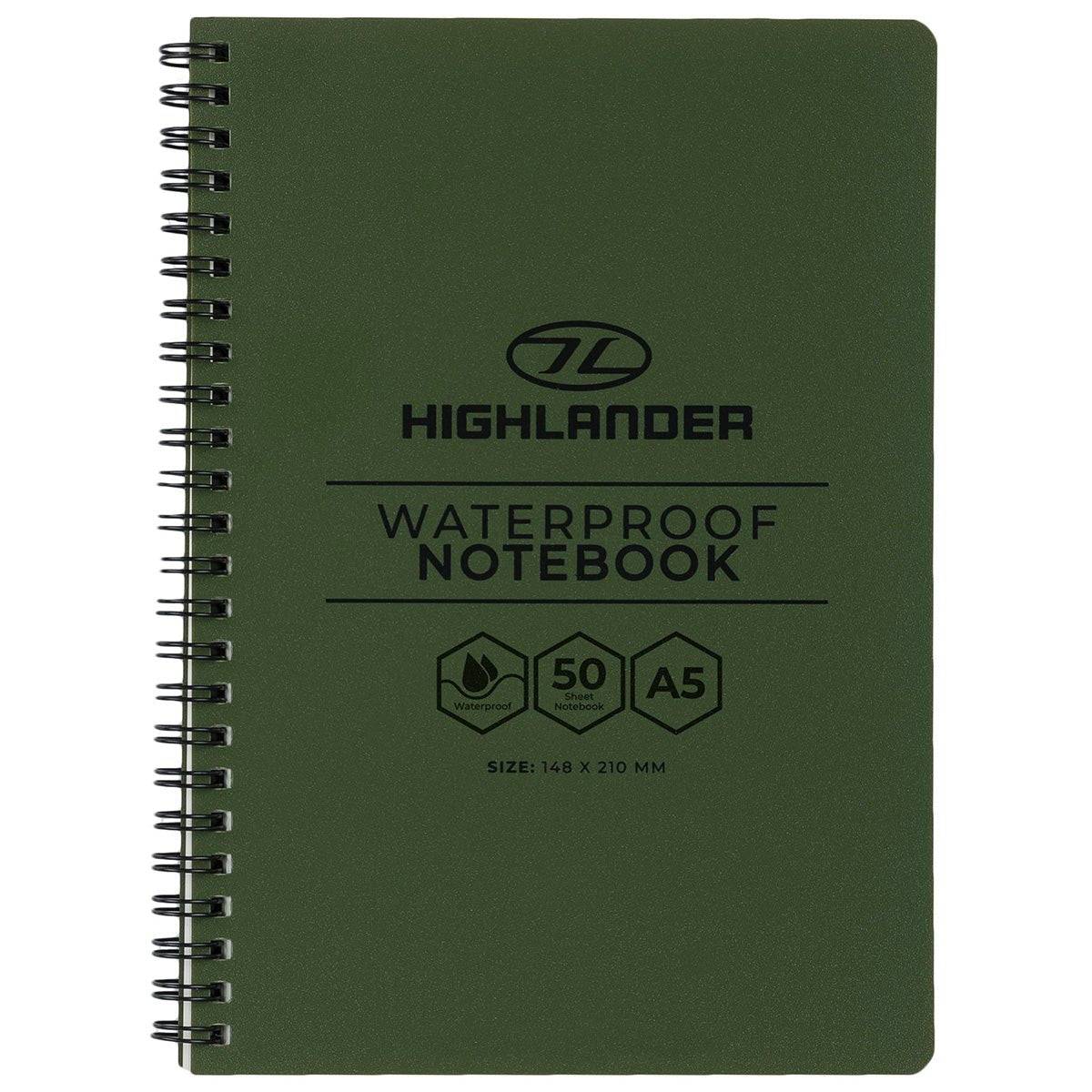 Highlander A5 Waterproof Notebook Olive Green - John Bull Clothing