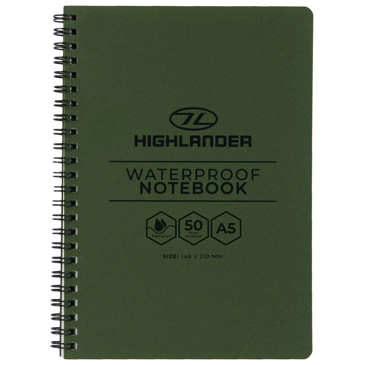 Highlander A5 Waterproof Notebook Olive Green - John Bull Clothing