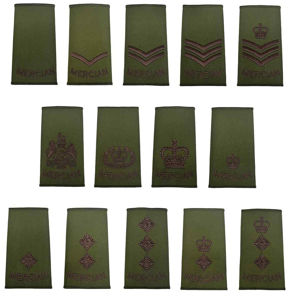 Mercer Ranks Mercian Regiment Rank Slides Olive Green | John Bulls
