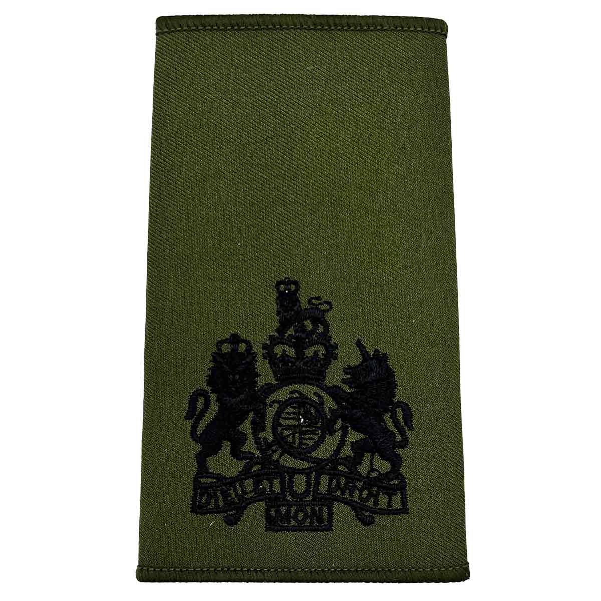 Olive Green Rank Slides with Black Embroidery (Pair) - John Bull Clothing
