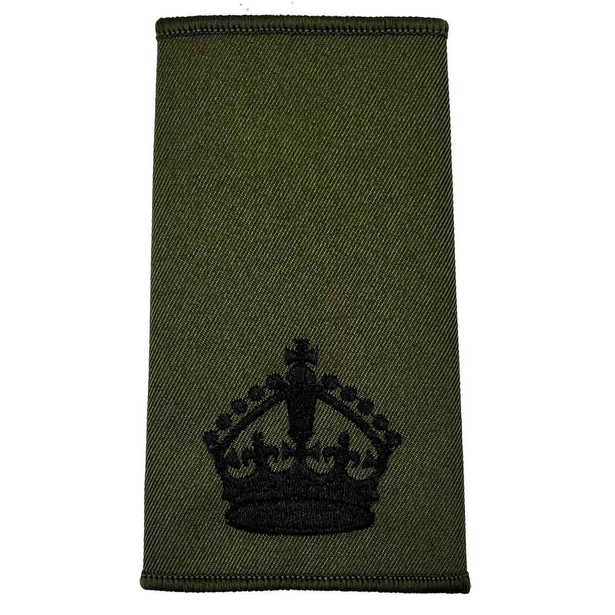 Olive Green Rank Slides with Black Embroidery (Pair) - John Bull Clothing