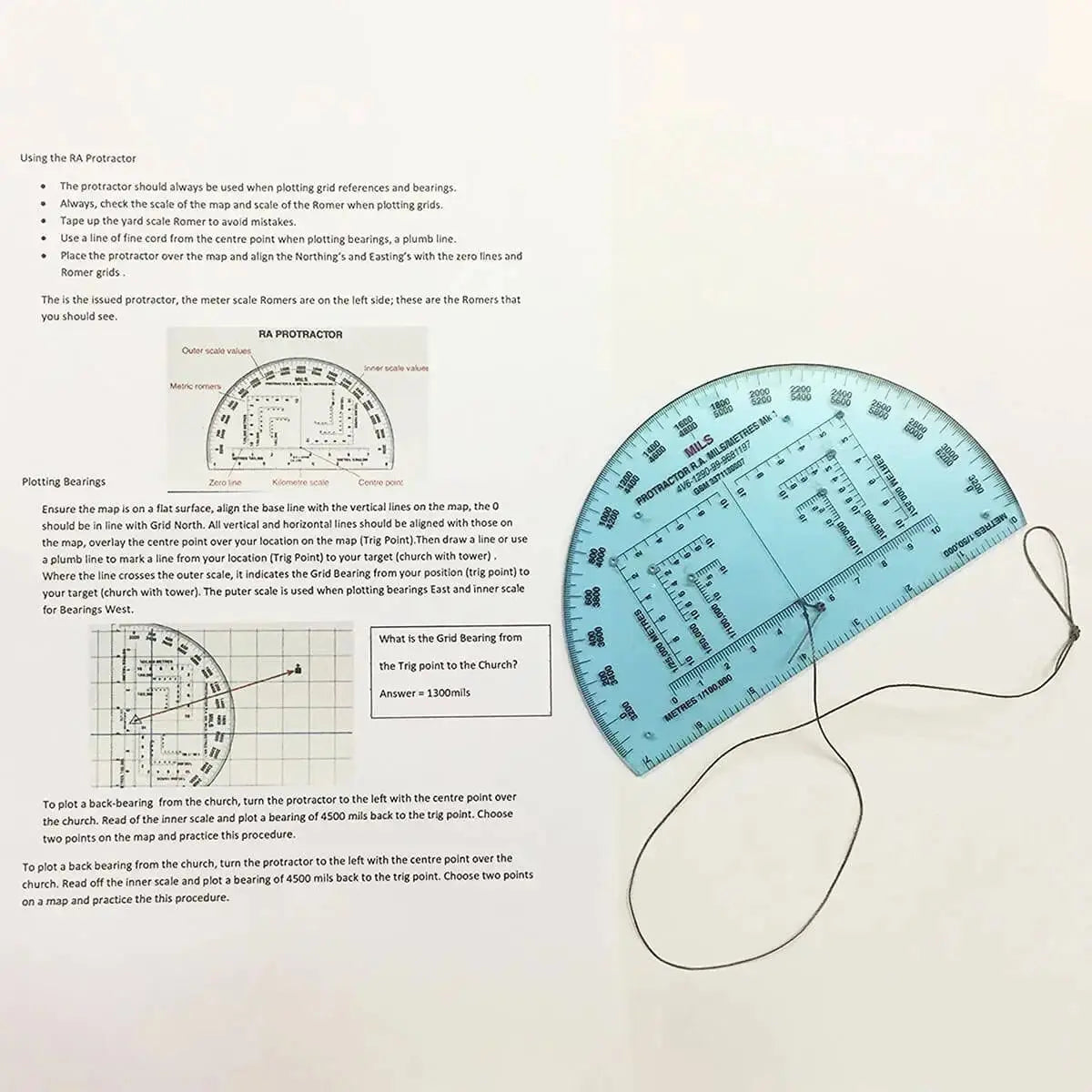 RA Mils Nato Approved 6" Map Reading Protractor - John Bull Clothing