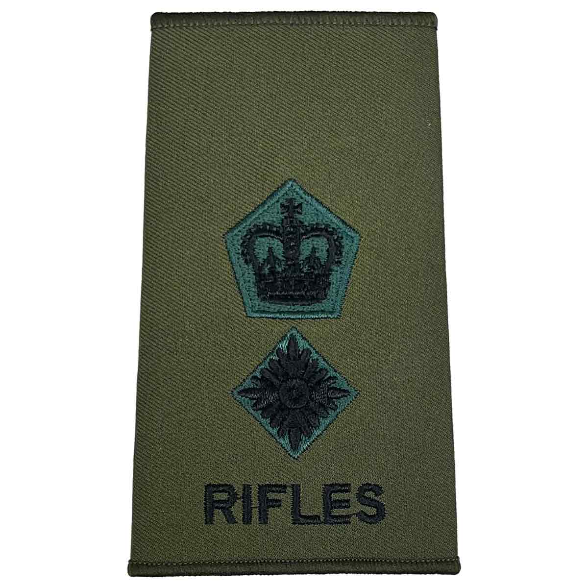 Rifles Regiment Olive Green Rank Slides (Pair) - John Bull Clothing