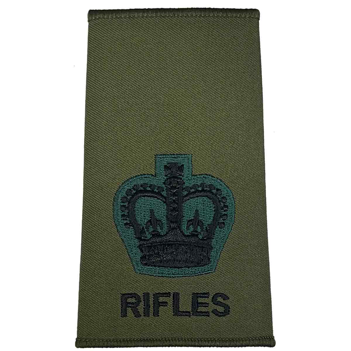 Rifles Regiment Olive Green Rank Slides (Pair) - John Bull Clothing