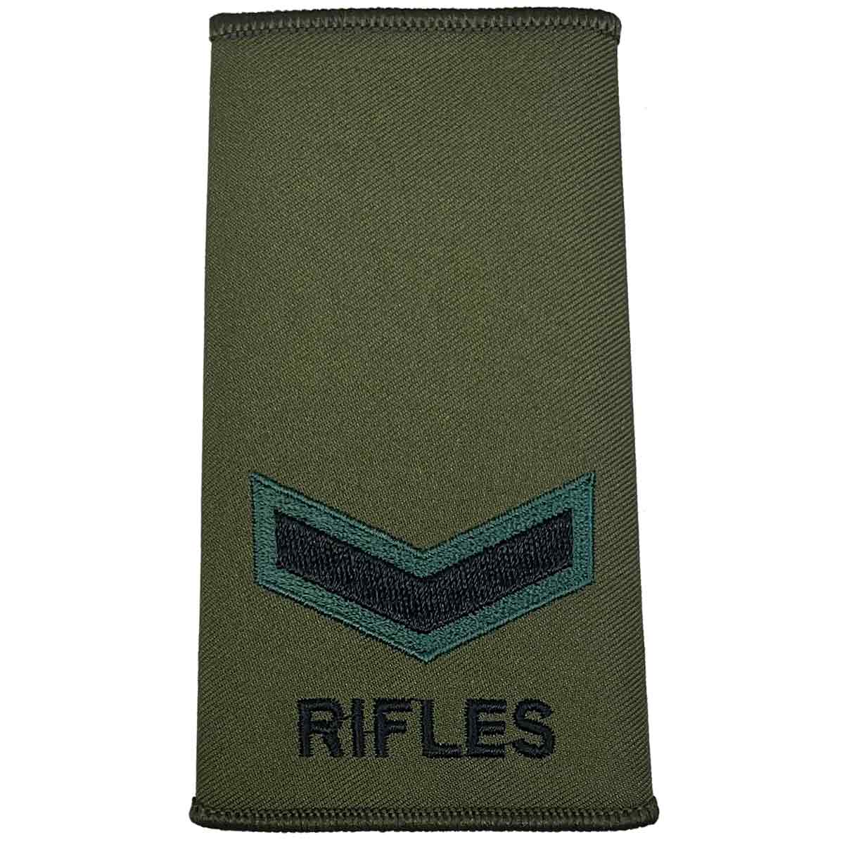 Rifles Regiment Olive Green Rank Slides (Pair) - John Bull Clothing