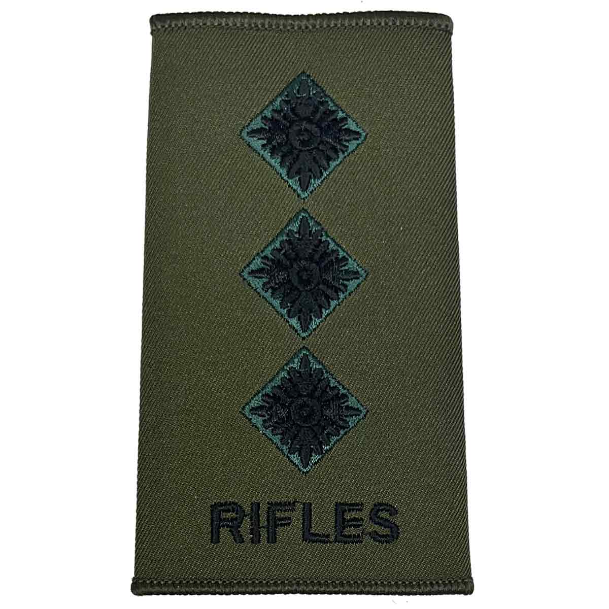 Rifles Regiment Olive Green Rank Slides (Pair) - John Bull Clothing