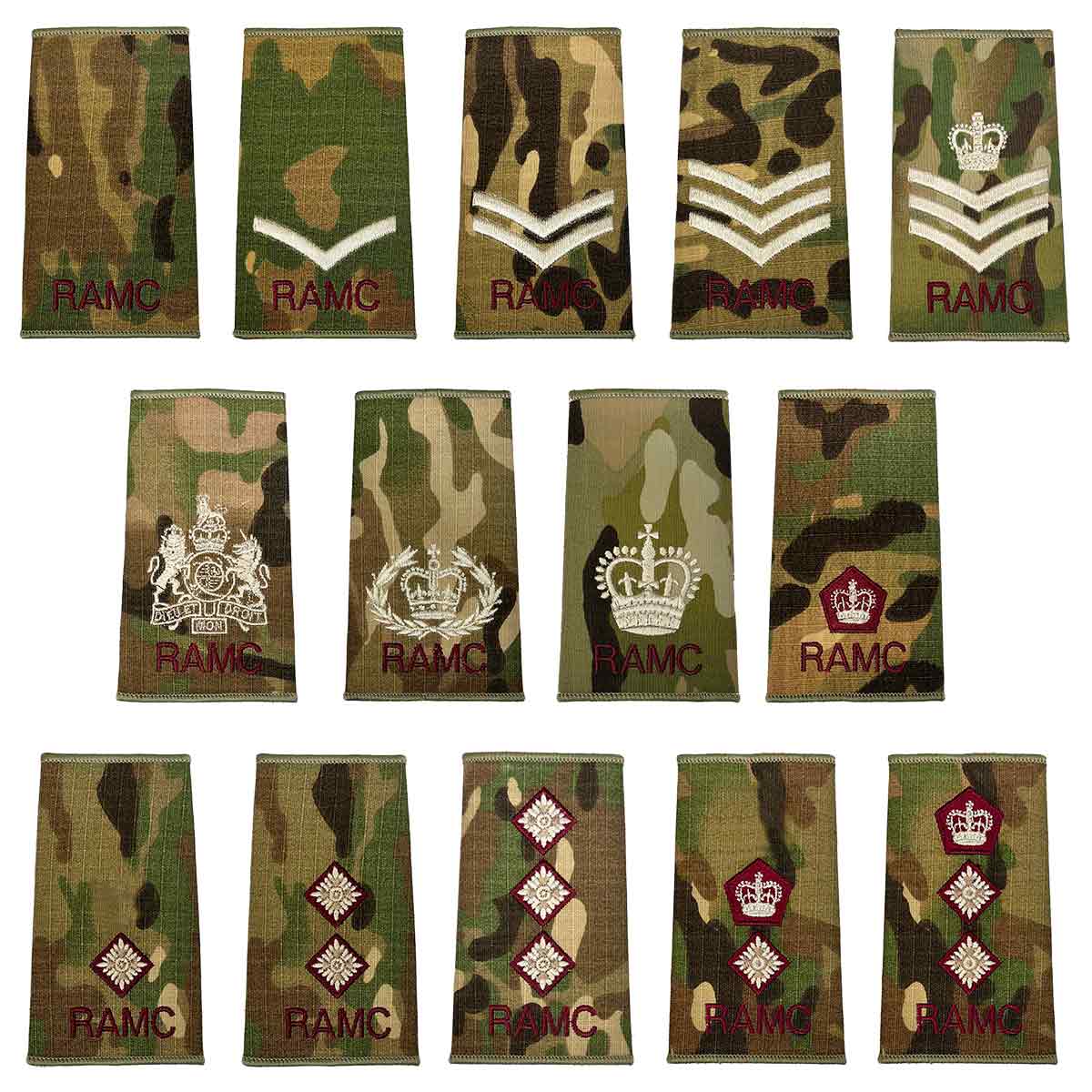 Royal Army Medical Corps Multicam Rank Slides (Pair) - John Bull Clothing