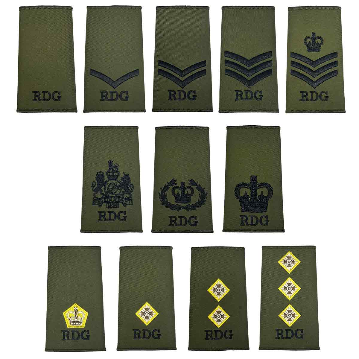 Royal Dragoon Guards Green Rank Slides (Pair) - John Bull Clothing