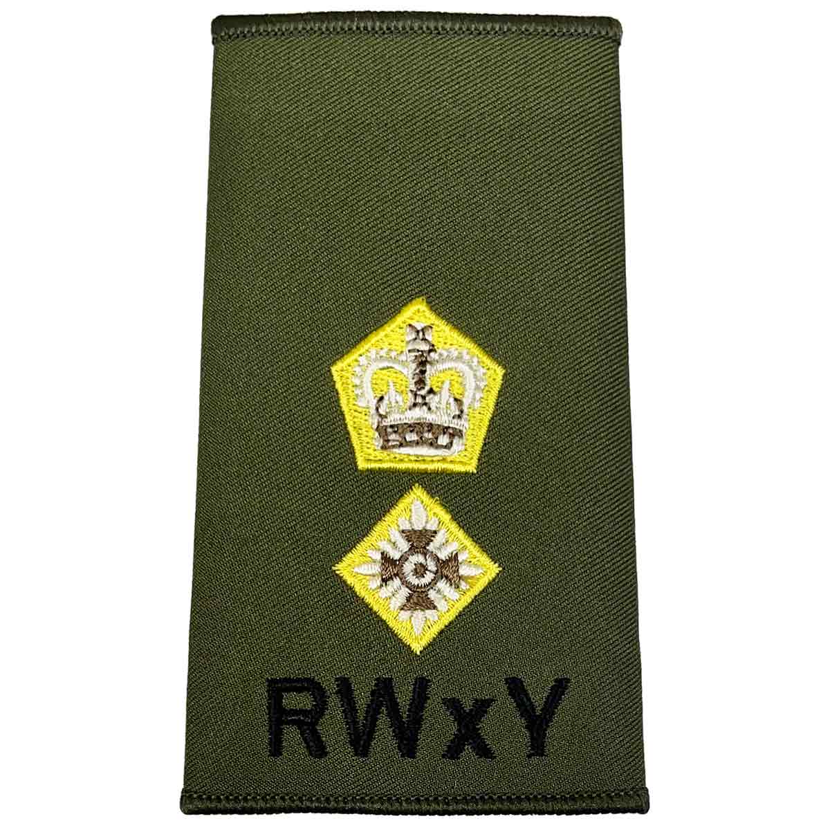 Royal Wessex Yeomanry (RWxY) Olive Green Rank Slides (Pair) - John Bull Clothing