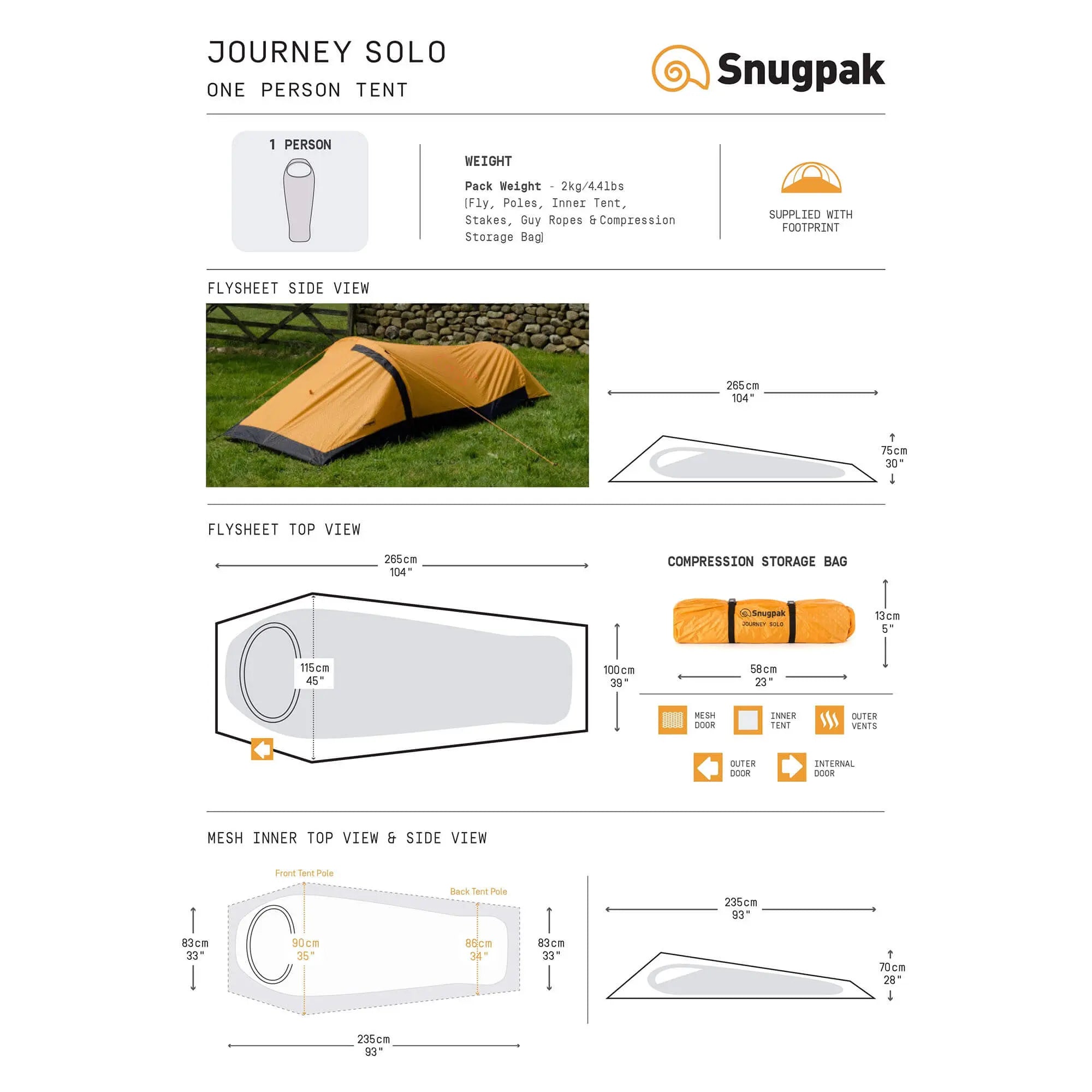 Snugpak Journey Solo 1 Person Bivvi Tent - John Bull Clothing