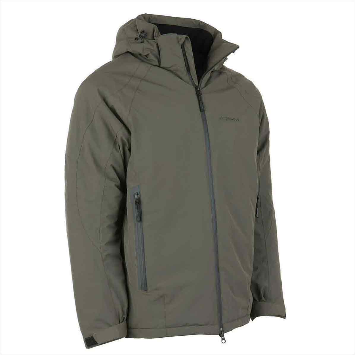 Snugpak Torrent Waterproof Green Jacket with hood and full front zip, ideal for outdoor wear from John Bull Clothing.