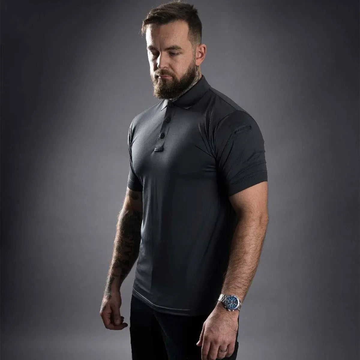 black polyester polo