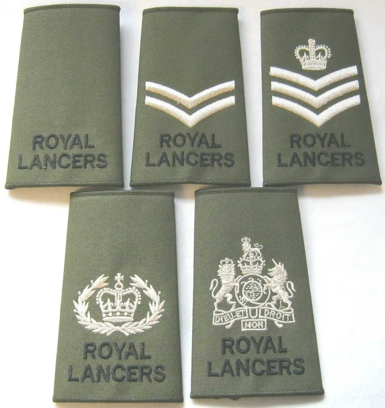 The Royal Lancers Olive Green Rank Slides (Pair) - John Bull Clothing